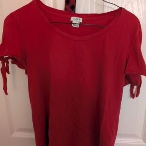 J.Crew Red Tie-Sleeve Top
